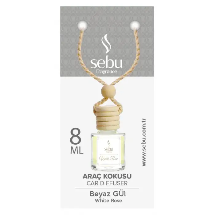 Sebu Fragrance Oto & Araç Kokusu (cam Şişe) (ipli Ahşap Kapak) (8ml) (çilek & Lavanta & B.gül & Sandal & Mango & Okyanus)*24x12