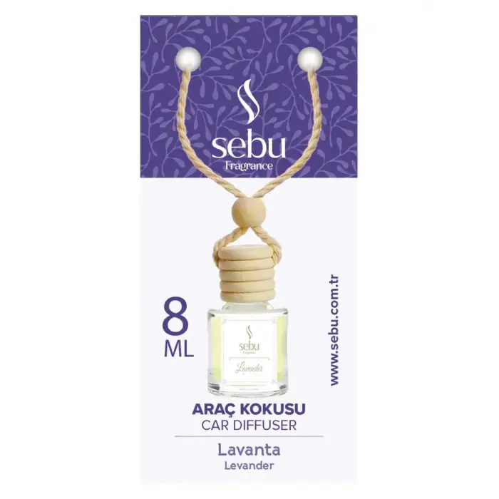Sebu Fragrance Oto & Araç Kokusu (cam Şişe) (ipli Ahşap Kapak) (8ml) (çilek & Lavanta & B.gül & Sandal & Mango & Okyanus)*24x12