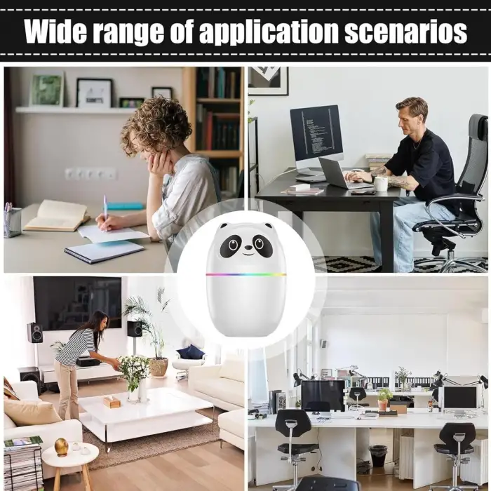 3ü 1 Arada Panda Nemlendirici, Led Işık, 220 Ml Kapasite, 12 Saat Çalışma Süresi, Model A10