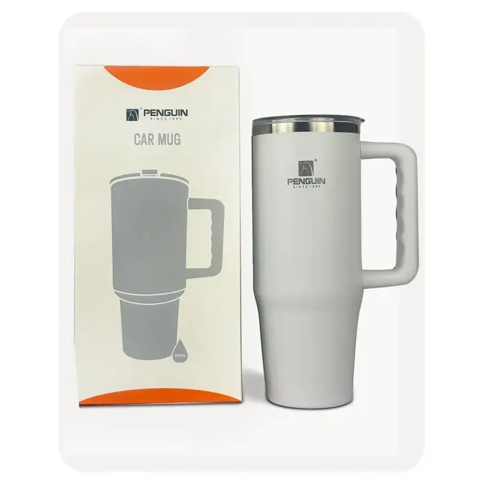 Penguin Termos Pipetli Termos Bardak 900 Ml Paslanmaz Çelik Beyaz