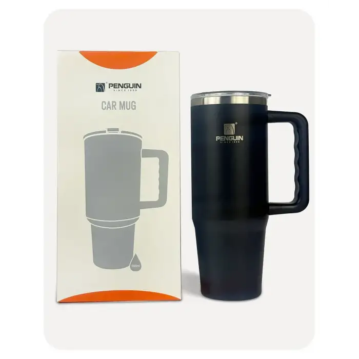 Penguin Termos Pipetli Termos Bardak 900 Ml Paslanmaz Çelik Siyah