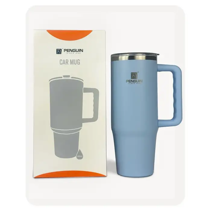 Penguin Termos Pipetli Termos Bardak 900 Ml Paslanmaz Çelik Mavi