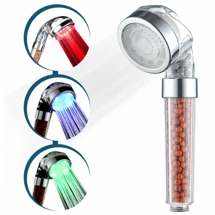Filtreli LED Duş Başlığı, El Duşu, Renk Değiştiren, Yüksek Basınçlı, Su Tasarruflu El Duşu Başlığı
