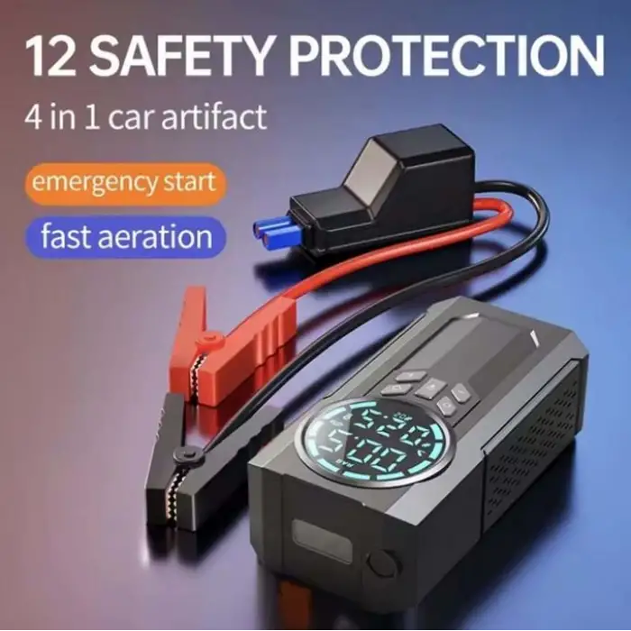 4in1 Lastik Şişirici Akü Takviyesi Powerbank Led Işık Oto Akü