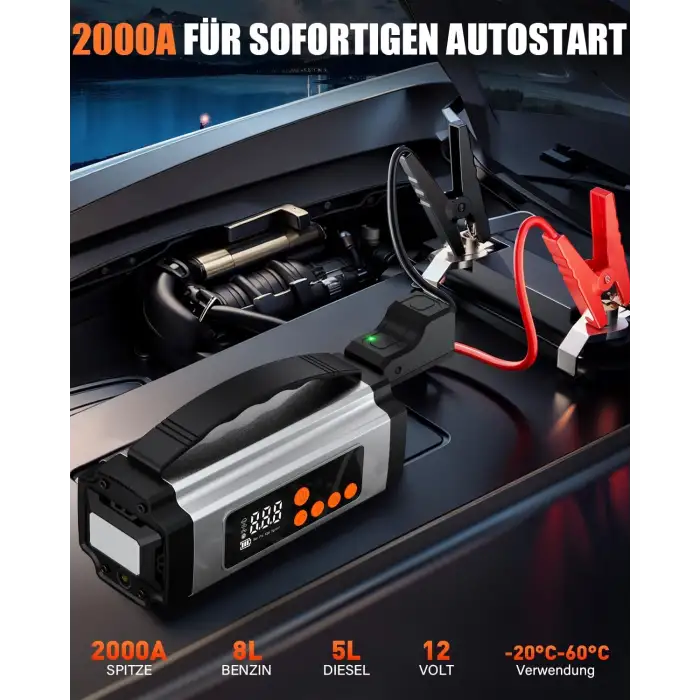 Pro Akü Takviye Şarj Cihazı 10000 Mah Akü Takviye Cihazı Akü Şarj Cihazı Lastik Şişirme Pompası 4in1 Jump Starter