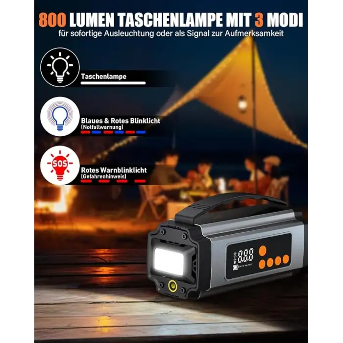 Pro Akü Takviye Şarj Cihazı 10000 Mah Akü Takviye Cihazı Akü Şarj Cihazı Lastik Şişirme Pompası 4in1 Jump Starter