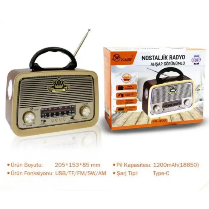 Ahşap Görünümlü Nostaljik Radyo Yage YG-300