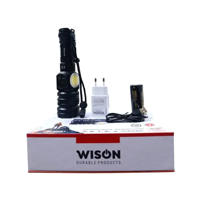 Wıson WS-6868 2500 lümen 25 wat 5000 mah Pil Şarj Edilebilir Uzun Menzilli El Feneri