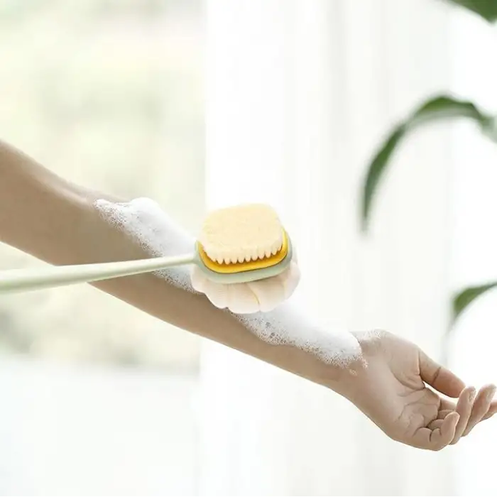 Egonex Çift Taraflı Banyo Duş Vücut Fırçası Yumuşak Uzun Saplı Sırt Kese Masaj Fırçası