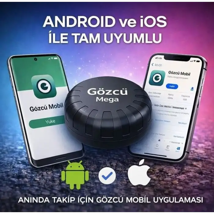 Gözcü Mega Android ve İos Uyumlu Takip Cihazı 3 Yıl Pil Ömrü Geçmişe Dönük Konum Gps Araç Motor Çocuk Gizli