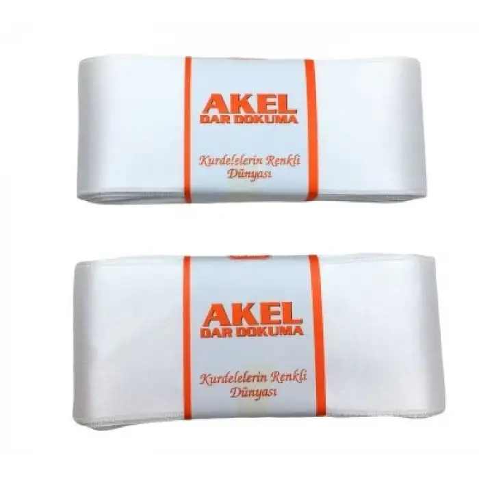 Akel ( 6cmx10mt ) ( Poşetli ) ( Beyaz ) ( Takı ) Kurdelesi*4x50