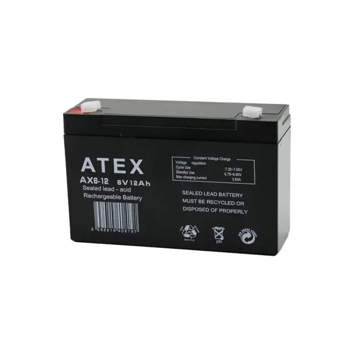 Atex Ax6-12 İnce Akü 6v 12ah Amper*10