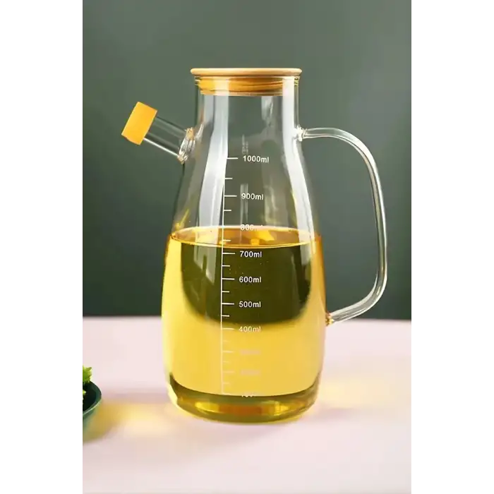 Bambu Kapaklı Cam Yağdanlık
