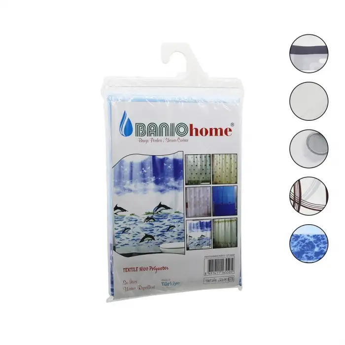 Banıo Lüx Polyester ( Çift Kanat ) Su İtici Banyo Perdesi 90x200cm*35