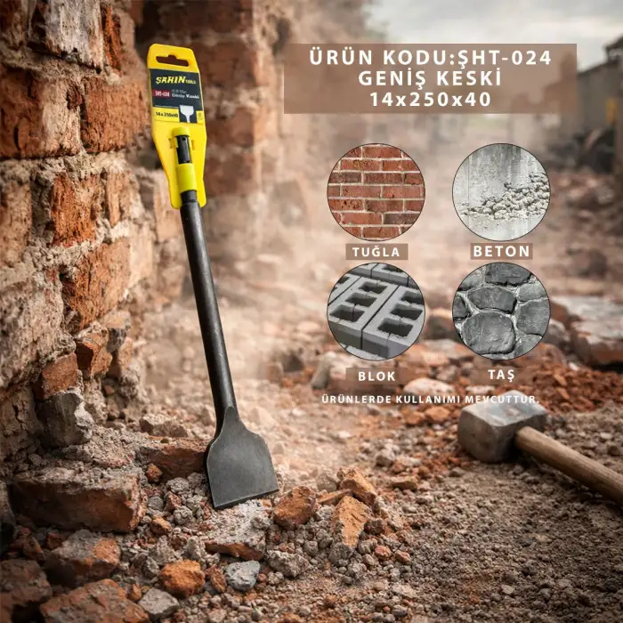 Berlin-sel ( 14mm ) Geniş Keski Sds Hilti Ucu 250x40mm*100