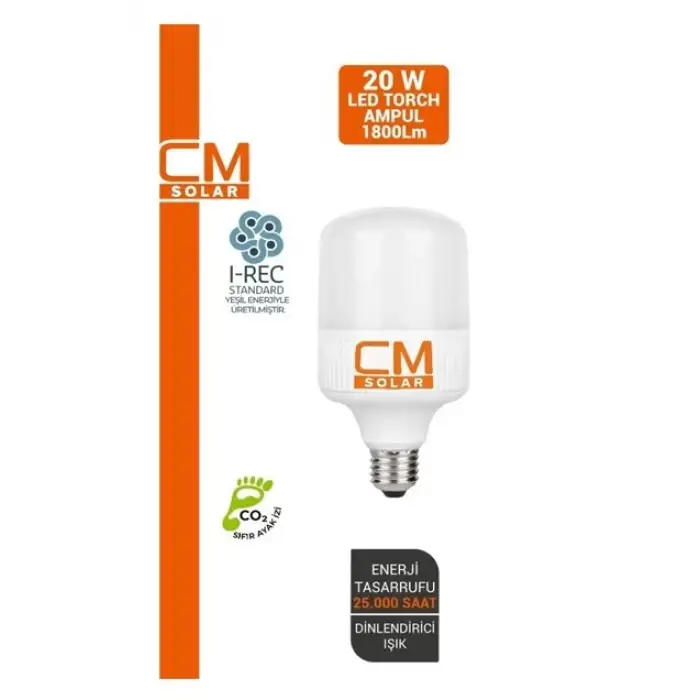 Cmsolar Led Torch Ampul 20w E27 Duy 6500k Beyaz Işık 1800 Lümen