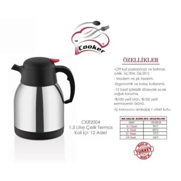 Cooker Ckr-2004 ( 1.5lt ) Çelik Termos*12
