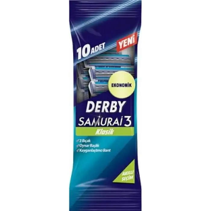 Derby Samurai 3 Bıçak Klasik 10pcs Poşetli*10x8