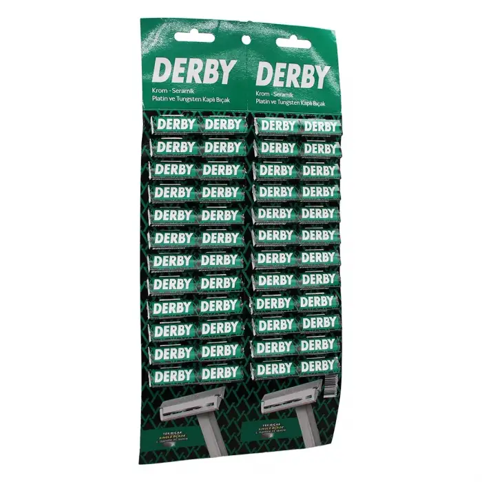 Derby ( Tek Bıçak ) ( 48pcs ) Kartelalı Saplı Jilet*1x16