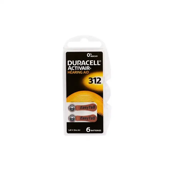 Duracell 312 İşitme Cihaz Kulak Pili 6pcs Kutu*100