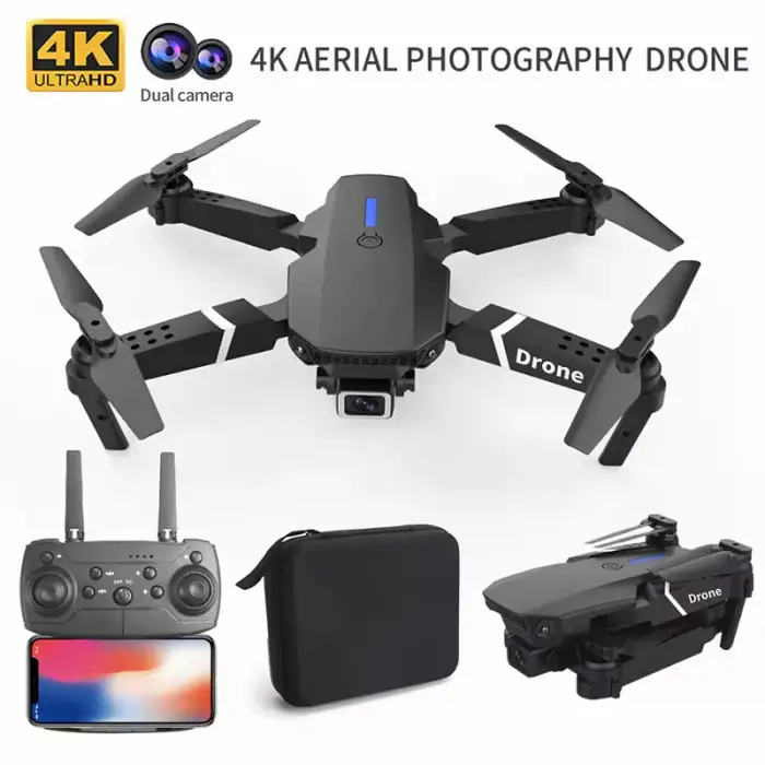 E88 Drone 4k Hd Çift Kameralı Drone App Kontrol Wifi Li Katlanabilir Quatcopter X3 Batarya