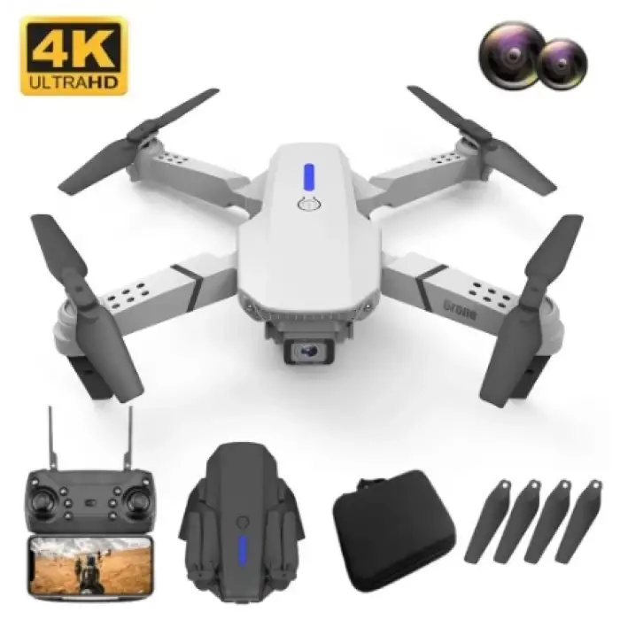 E88 Drone 4k Hd Çift Kameralı Drone App Kontrol Wifi Li Katlanabilir Quatcopter X3 Batarya