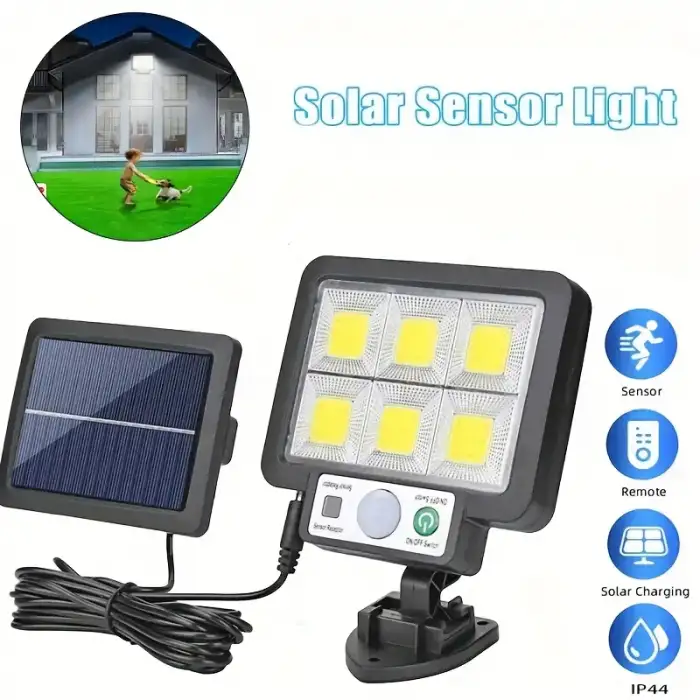 Egonex 120 Cob Led Solar Panel Güneş Enerjili 3 Mod Duvar Lambası
