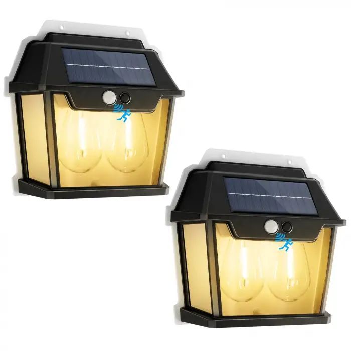 Egonex 2 Ampullü Hareket Sensörlü Solar Güneş Enerjili Ampul Led Duvar Lambası