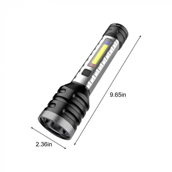 Egonex ​​5w Cob Ve Led Şarj Edilebilir El Feneri - Siyah