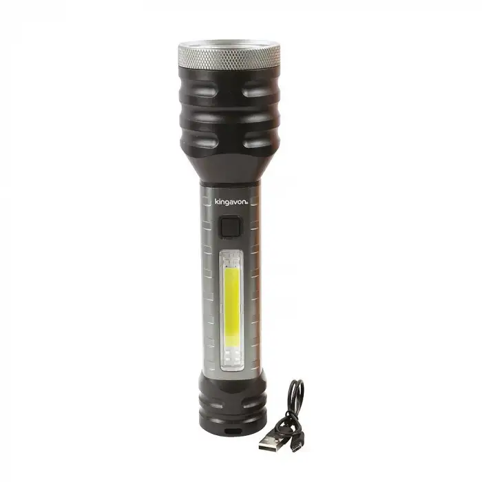 Egonex ​​5w Cob Ve Led Şarj Edilebilir El Feneri - Siyah