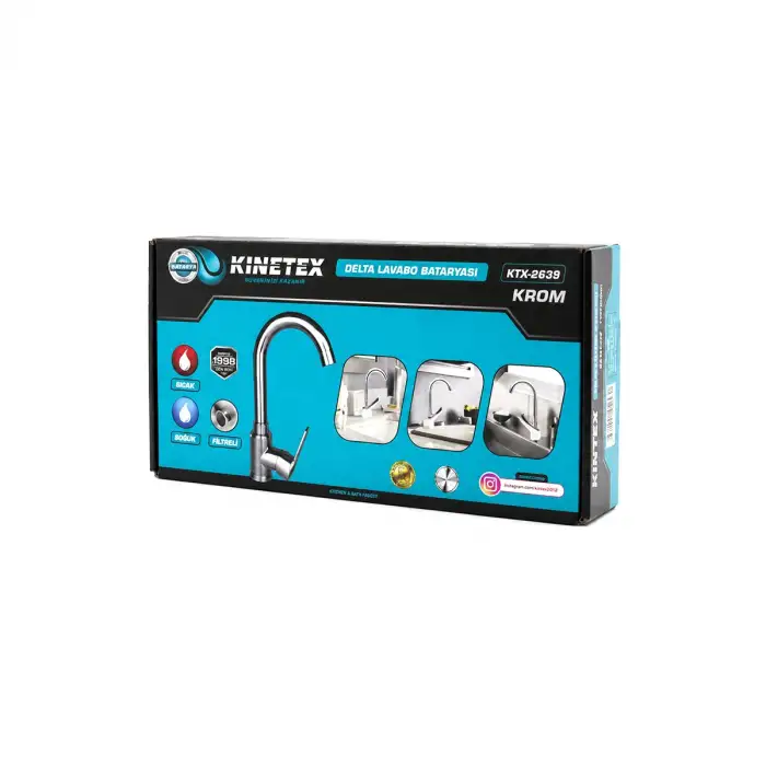 Egonex Kınetex Ktx-2639 ( Krom ) Delta Lavabo Bataryası ( Aç Kapa)*12