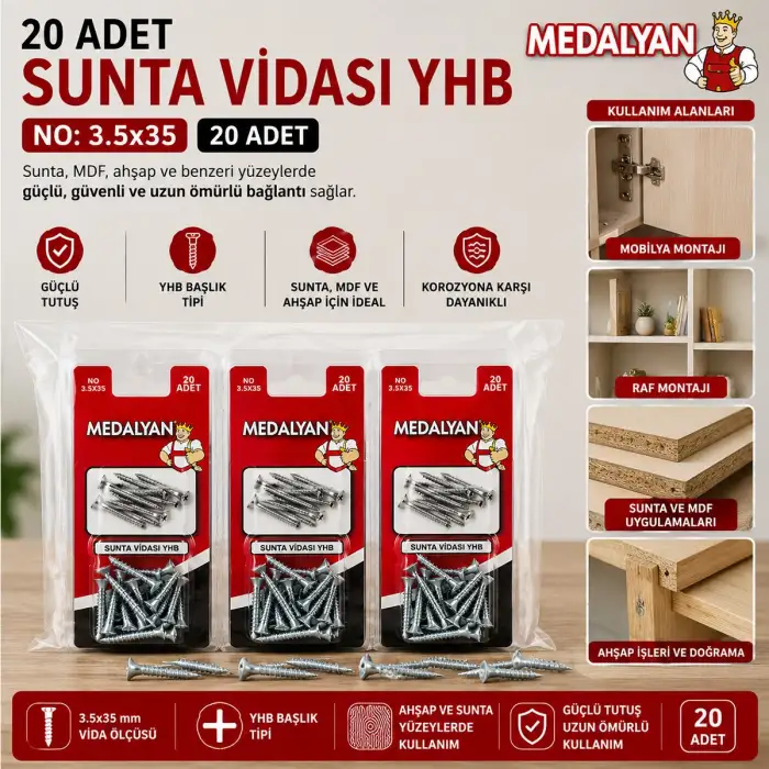 Egonex Medalyan Dl-03 ( 3.5x35 ) ( 20pcs ) Sunta Vidası*12x10