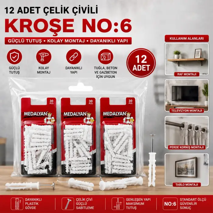 Egonex Medalyan Dl-38 ( No-6 ) ( 12pcs ) Çelik Çivili Kroşe *12x9