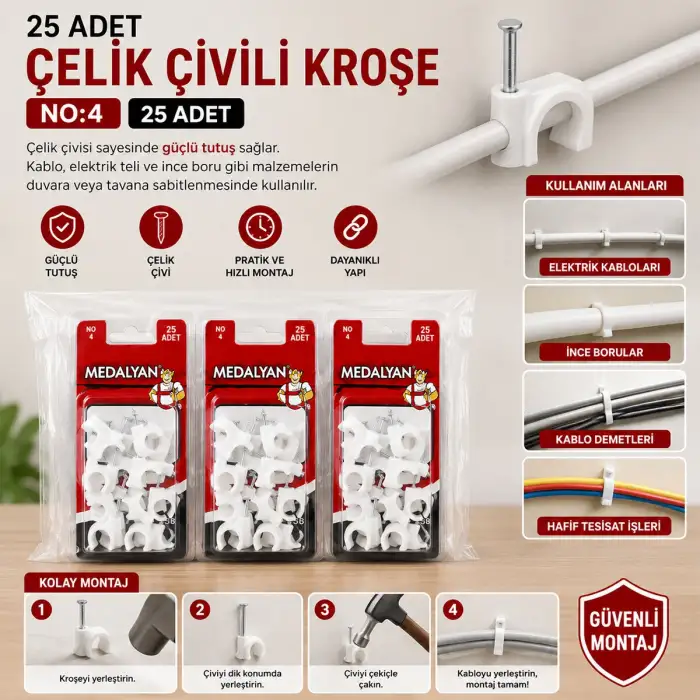 Egonex Medalyan Dl-40 ( No-4 ) ( 25pcs ) Çelik Çivili Kroşe*12x9