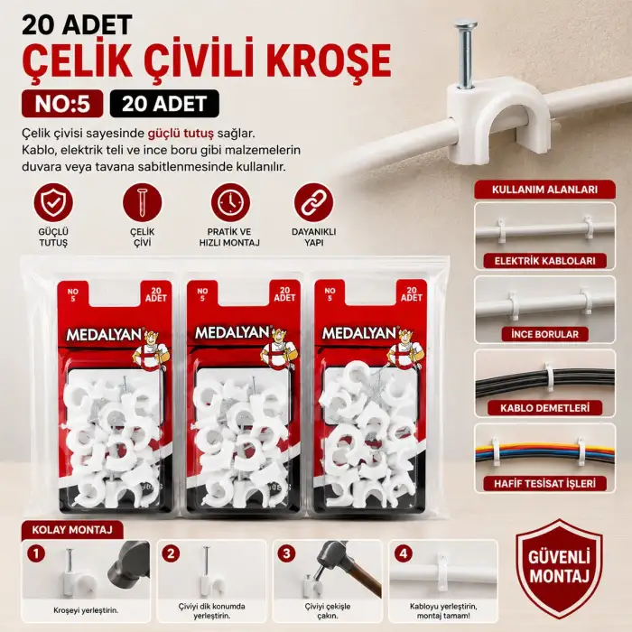 Egonex Medalyan Dl-41 ( No-5 ) ( 20pcs ) Çelik Çivili Kroşe*12x9