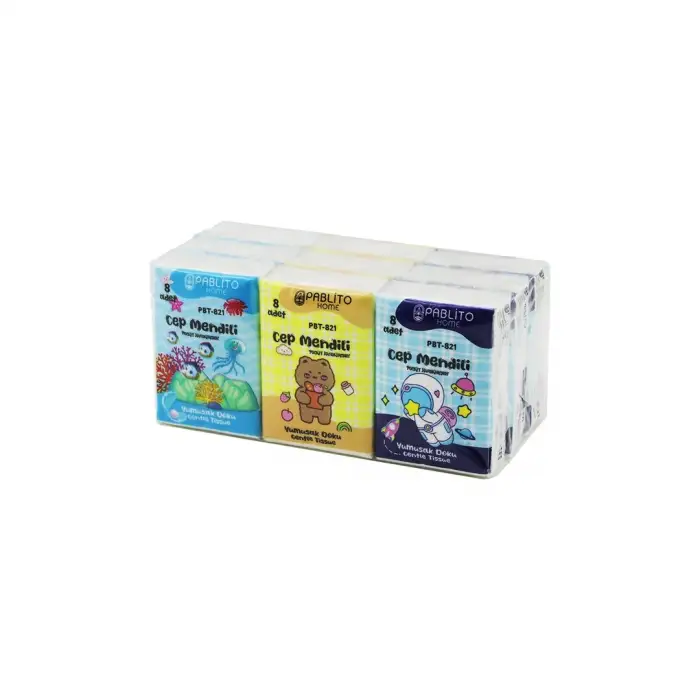 Egonex PABLITO HOME PBT-821 ( 8PCS ) ( MİNİ ) CEP ( KAĞIT ) MENDİL ( 9LU PAKET )*60=K