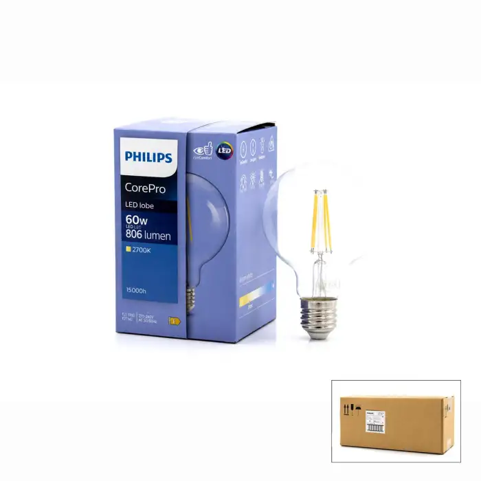 Egonex Phılıps-346772 00 Corepro G93 ( 2700k & E27 ) ( 7w = 60w & E27 ) ( Led Filament & Rustik Ampul ) Lamba ( 806 Lumen ) ( Cam Gövde )*6=k