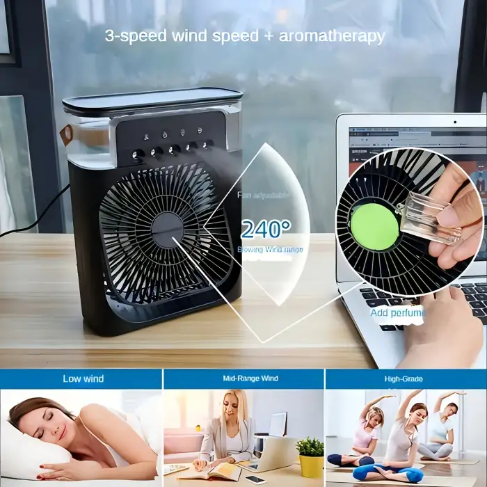 Egonex Taşınabilir Vantilatör Su Soğutmalı Masaüstü Usb Fan