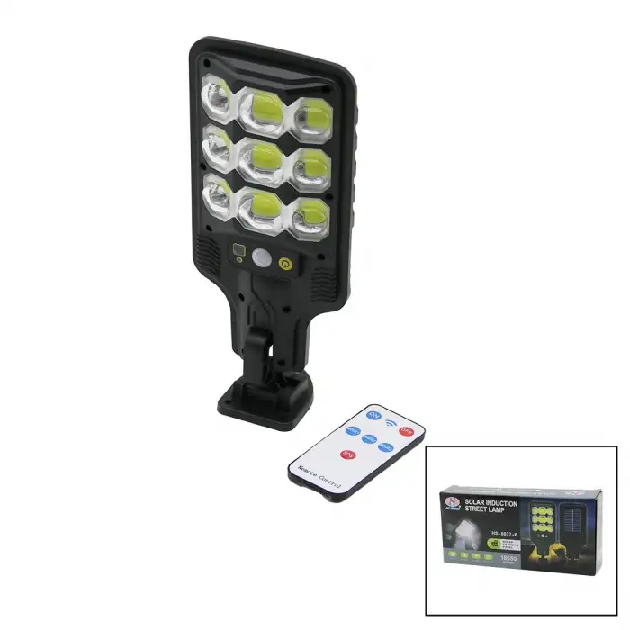 Hi Sheen Solar Inductıon Hs-8037-b (9 Led) (solar & Kumandalı) (sensörlü) Bahçe Kamp Lambası (18650 & 1200ma)*80
