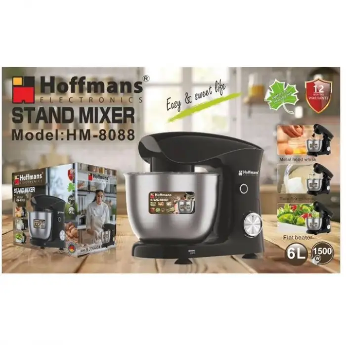 Hoffmans 6 Litre Hamur Yoğurma Makinesi - Siyah