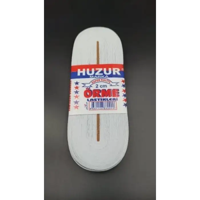 Huzur ( Beyaz & 2cm ) Paça Lastik Yassı Geniş 10mt*50