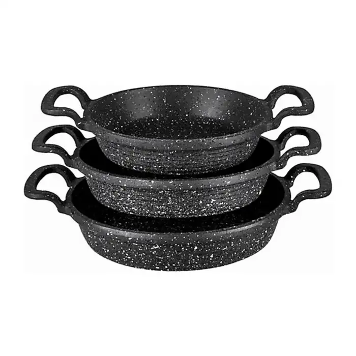 İbico ( 3pcs ) ( Döküm ) ( Sahan=çift Kulp ) Tava Set ( 18-20-22cm ) ( Poşetli )*15