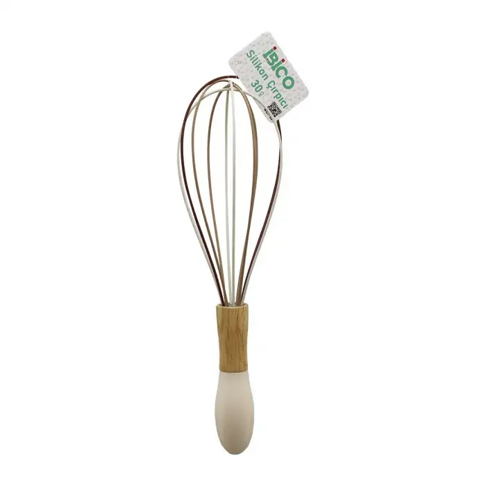 İbico İ22-022 ( 29cm ) ( Silikon ) Çırpıcı ( Ahşap Bambu & Plastik Saplı )*12x20