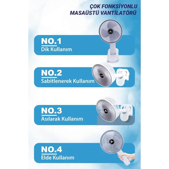 Klipsli Vantilatör & Taşınabilir Fan Şarjlı Fan Bs-5003