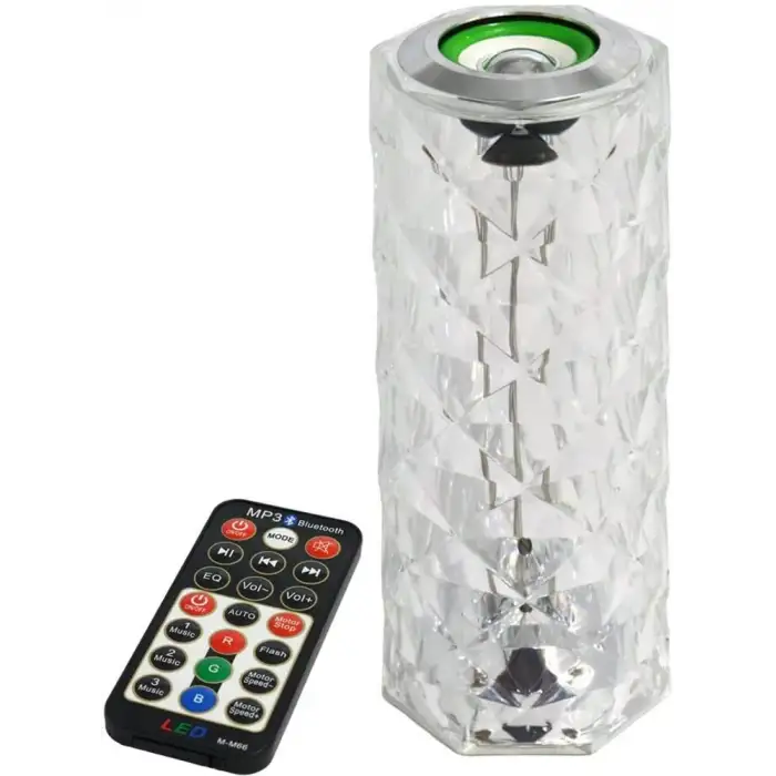 Kristal Masa Lamba Led Bluetooth Hoparlör Uzaktan Kumandalı