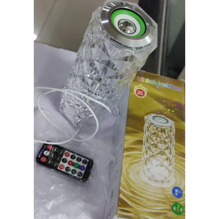 Kristal Masa Lamba Led Bluetooth Hoparlör Uzaktan Kumandalı