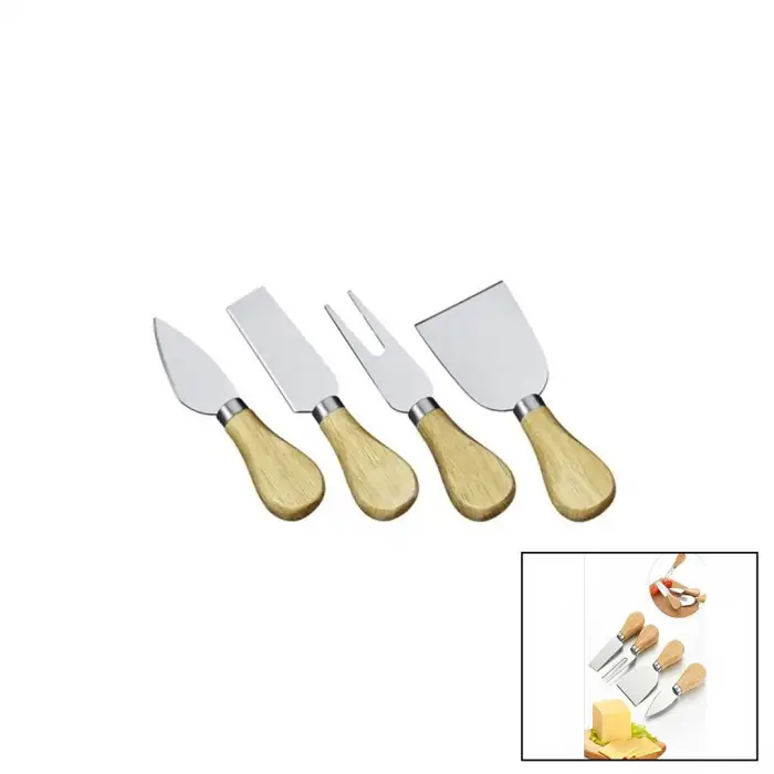 L Cheese Knife Set Baysa-1611 ( 4pcs ) Peynir Bıçak Seti ( Ahşap Bambu Saplı )*240