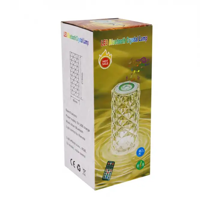 Kristal Masa Lamba Led Bluetooth Hoparlör Uzaktan Kumandalı