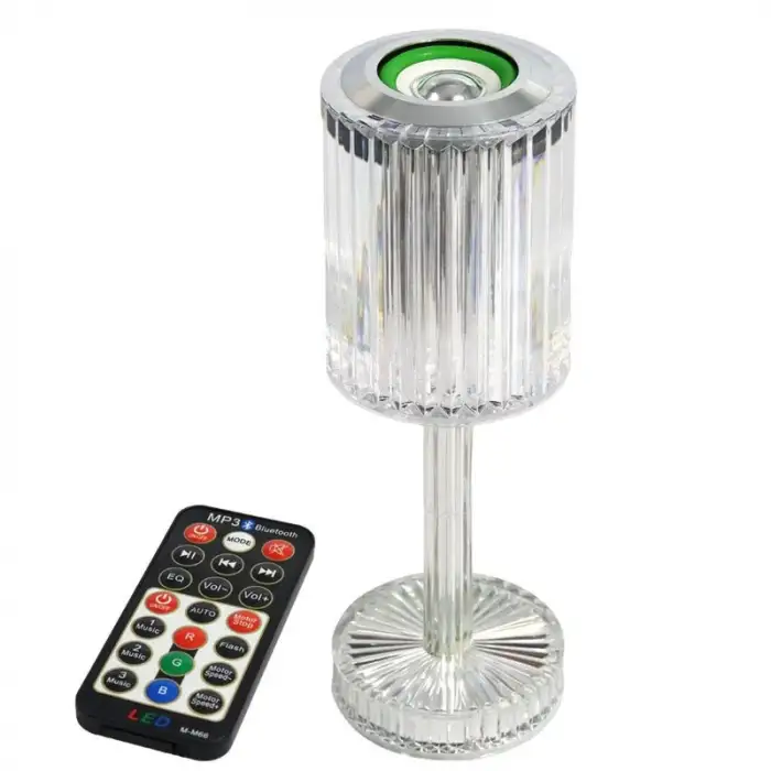 Led Bluetooth Hoparlör Uzaktan Kumandalı Kristal Lamba Masa Lamba