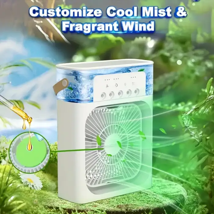Masaüstü Mini Su Ve Buz Hazneli Buhar Püskürtmeli 3in1 Vantilatör Fan